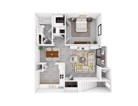 Floor plan for 1 bed, 1 bath, 800 sqft